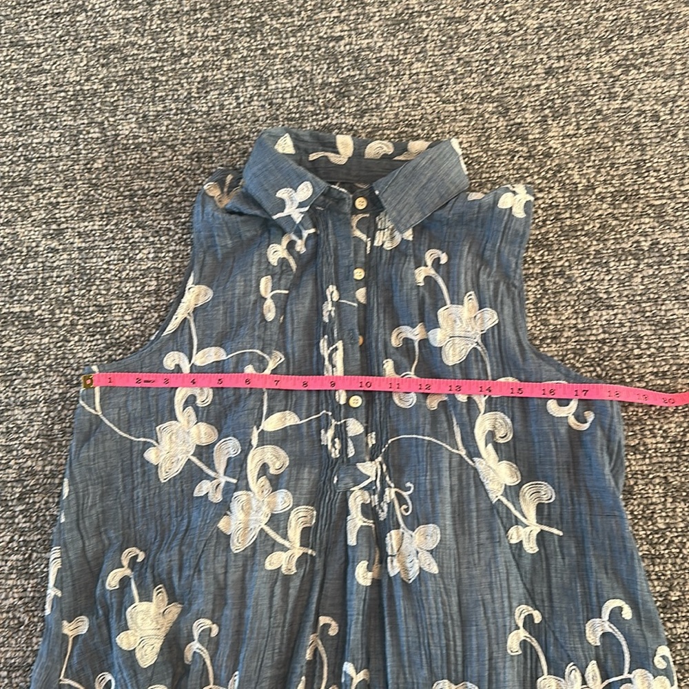 Anthropologie Isabella Sinclair Tillie Embroidered  Floral Blue Dress - Picture 9 of 12